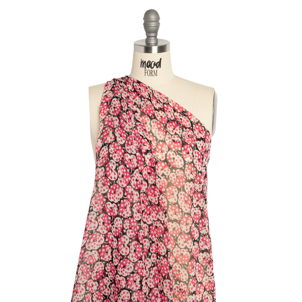 Pink, White and Black Sprinkled Treats Silk Chiffon Detail
