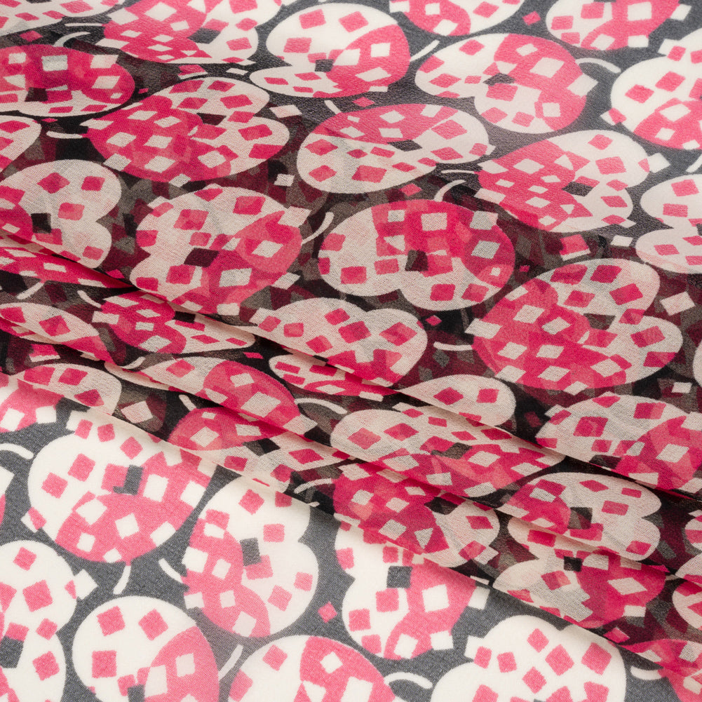 Pink, White and Black Sprinkled Treats Silk Chiffon Full