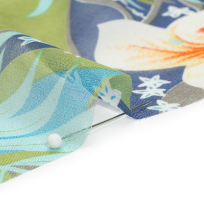 Blue, Green and Orange Tropical Flora Silk Chiffon Folded