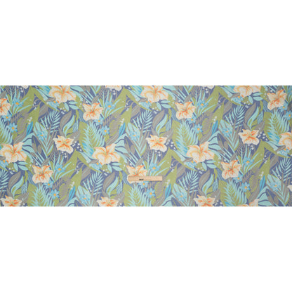 Blue, Green and Orange Tropical Flora Silk Chiffon Drape