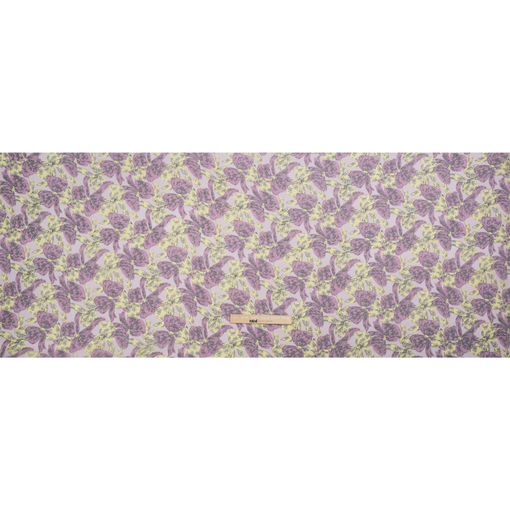 Orchid, Lemon and Lilac Floral Bows Crinkled Silk Chiffon Drape