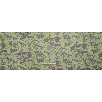 Green and Brown Rose Garden Crinkled Silk Chiffon Drape