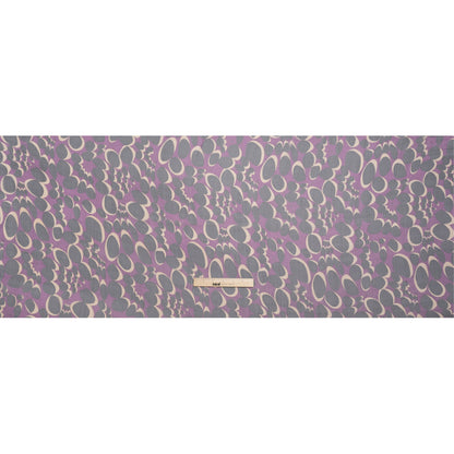 Purple, Black and Beige Webs and Dots Crinkled Silk Chiffon Drape