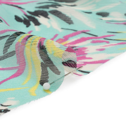 Mint, Pink and Yellow Dreamy Daisies Crinkled Silk Chiffon Folded