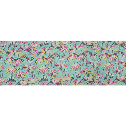 Mint, Pink and Yellow Dreamy Daisies Crinkled Silk Chiffon Drape
