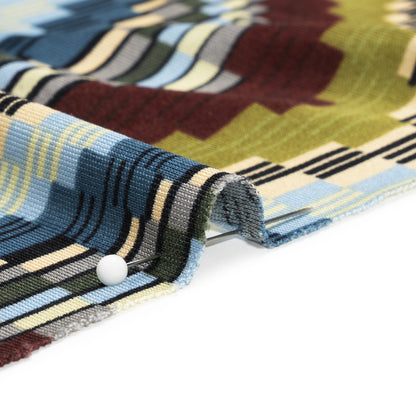 Blue, Olive and Russet Making Waves Silk Jersey Folded