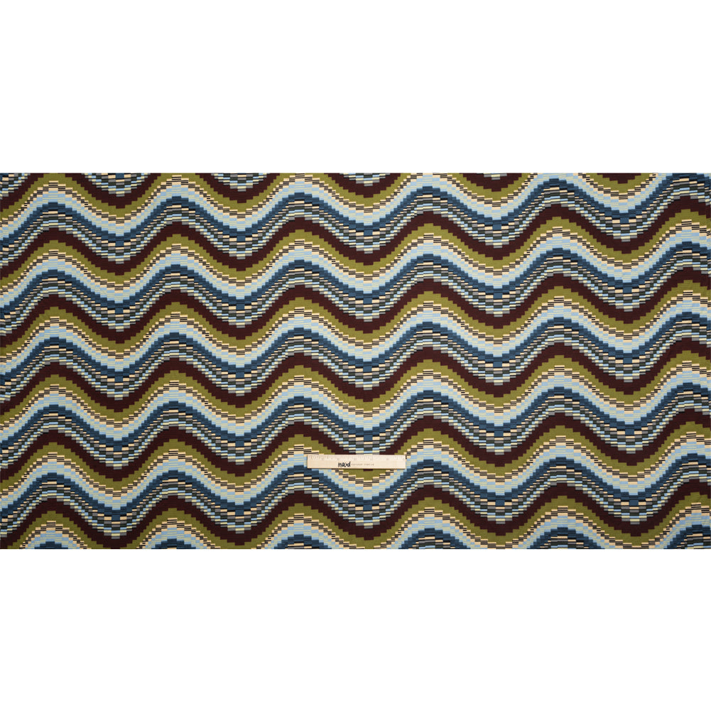 Blue, Olive and Russet Making Waves Silk Jersey Drape