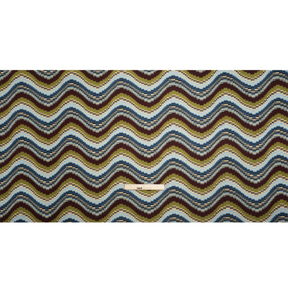 Blue, Olive and Russet Making Waves Silk Jersey Drape