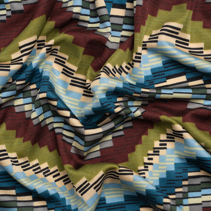 Blue, Olive and Russet Making Waves Silk Jersey