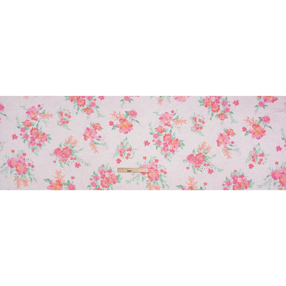 Cotton and Polyester Jersey - Pink Floral Over Paisley Full