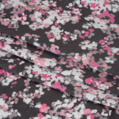Stretch Rayon Jersey - Pink and Charcoal Gray Floral Folded