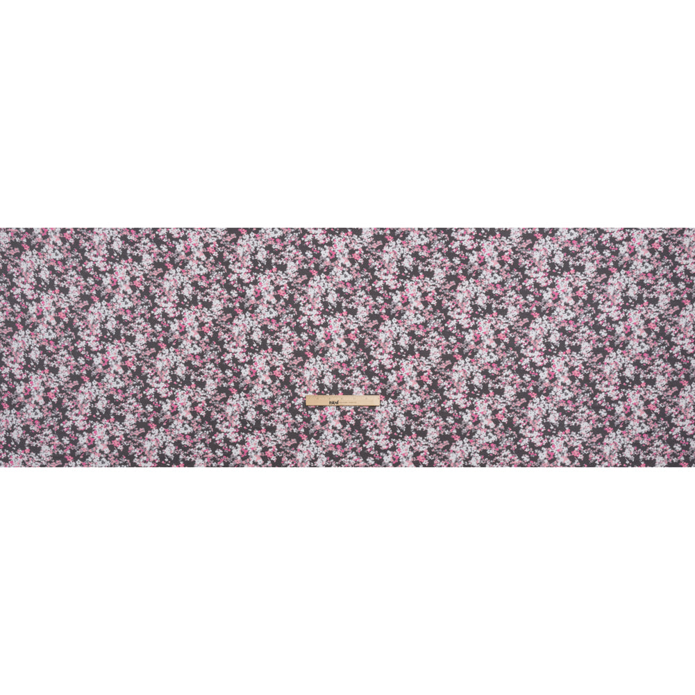 Stretch Rayon Jersey - Pink and Charcoal Gray Floral Full