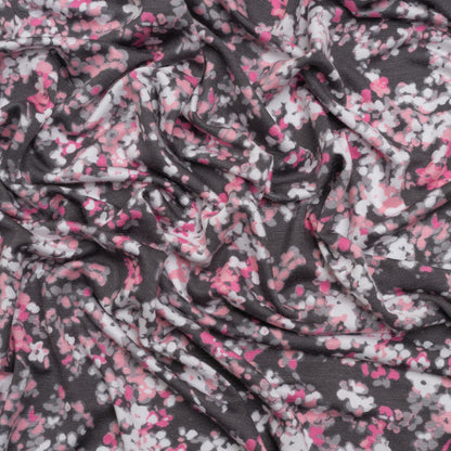 Stretch Rayon Jersey - Pink and Charcoal Gray Floral