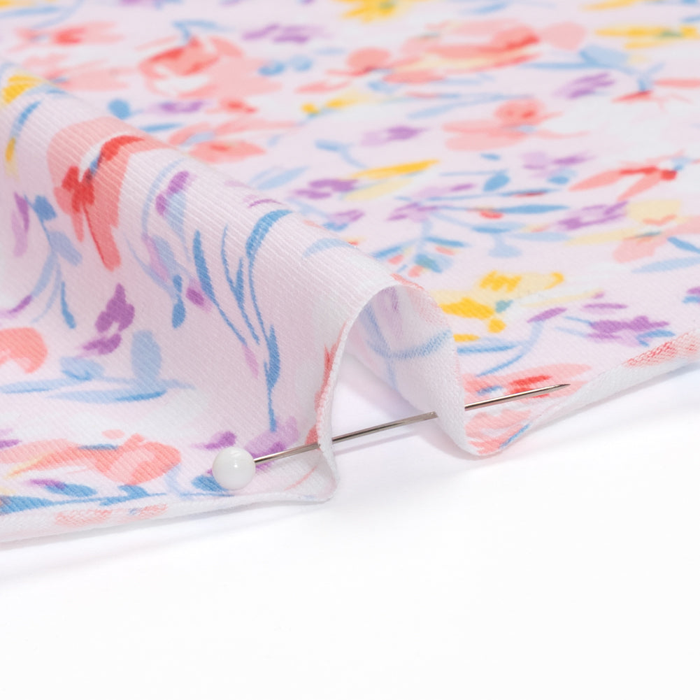 Cotton Jersey - Pink, Blue and Yellow Little Flowers Detail