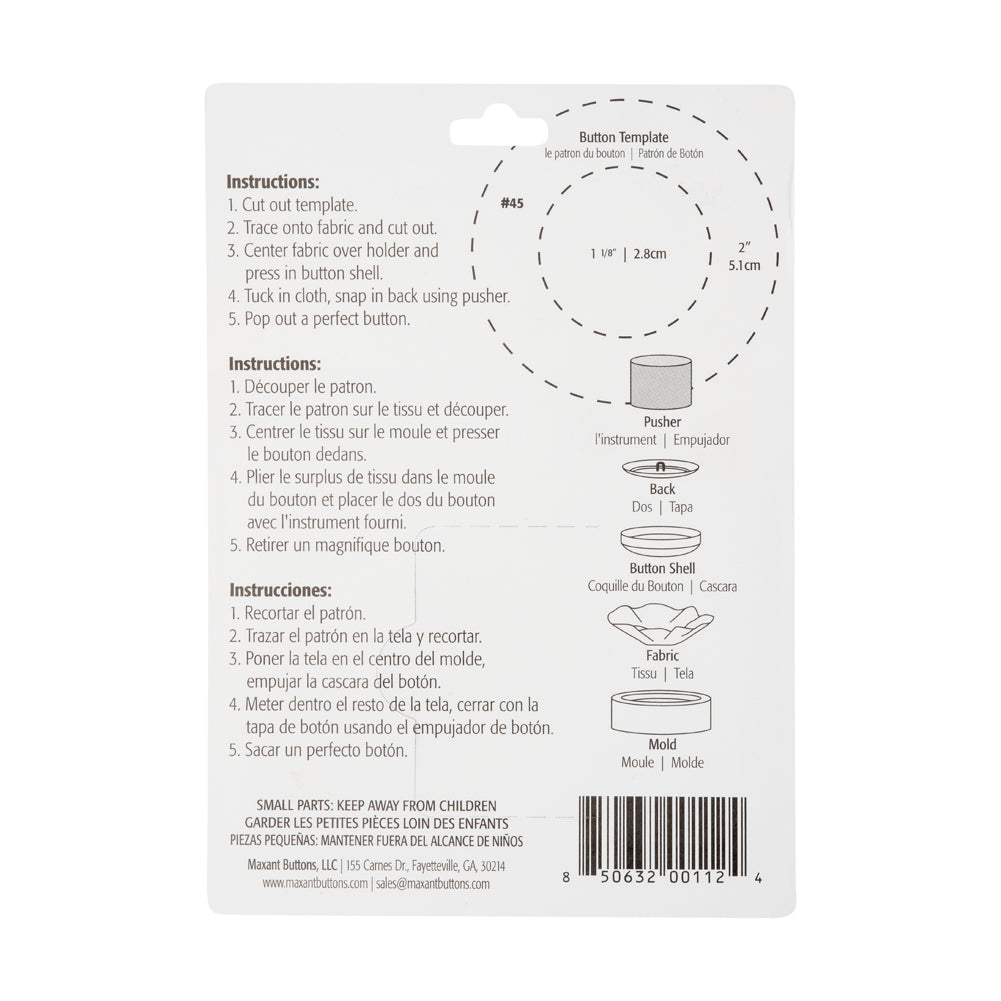 Maxant Covered Button Refills Size 45 - 6ct - Detail