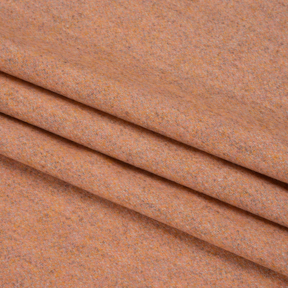 Italian Heathered Peach Brushed Wool Blend Woven Folded
