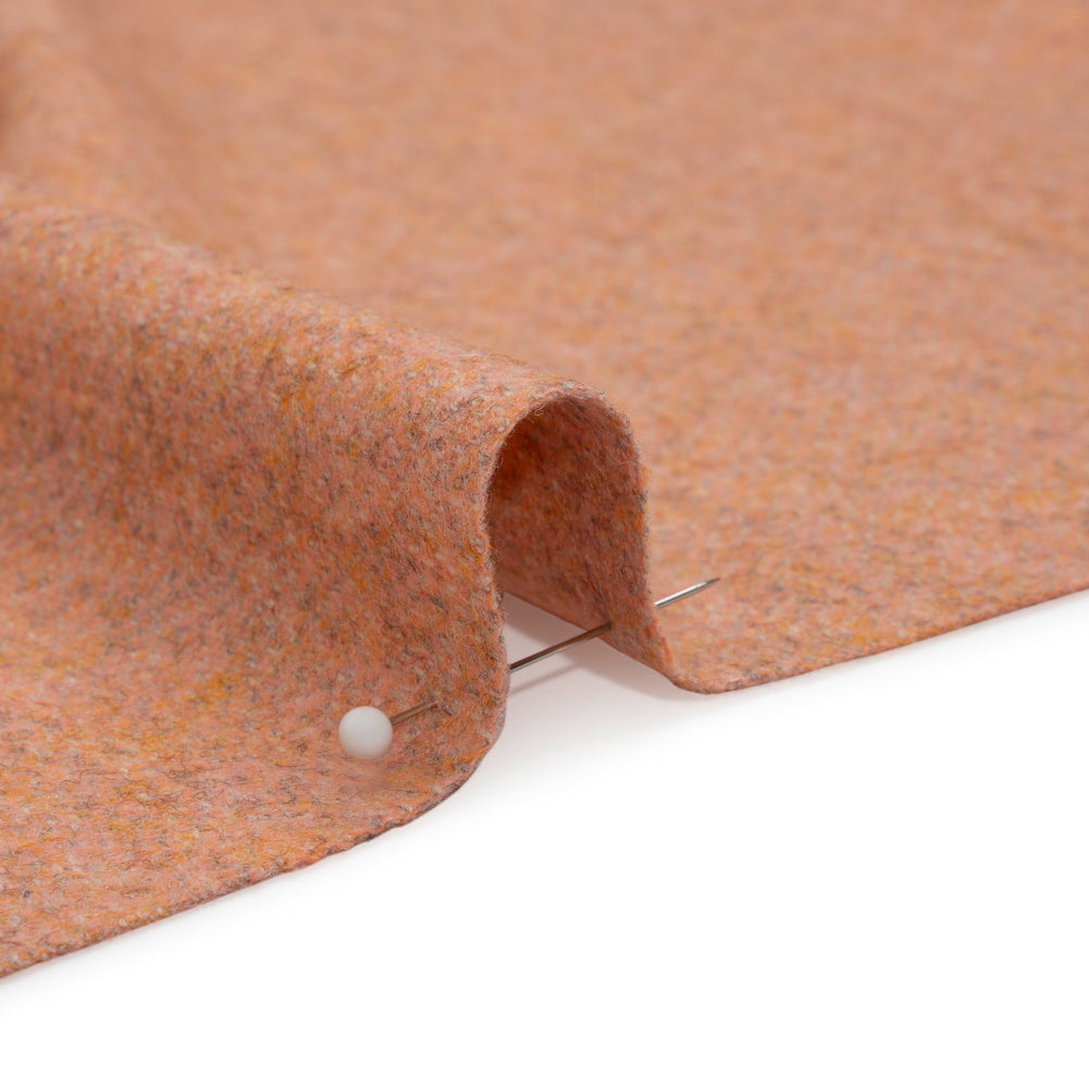 Italian Heathered Peach Brushed Wool Blend Woven Detail