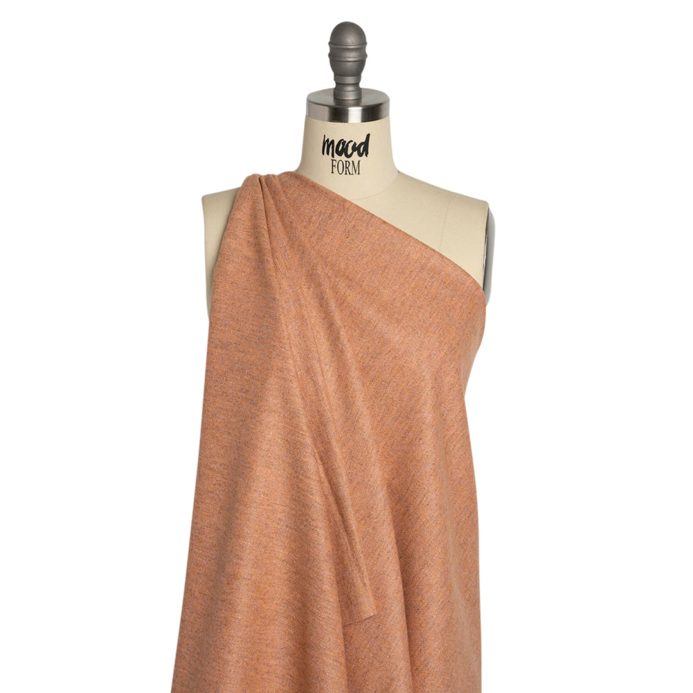 Italian Heathered Peach Brushed Wool Blend Woven Drape