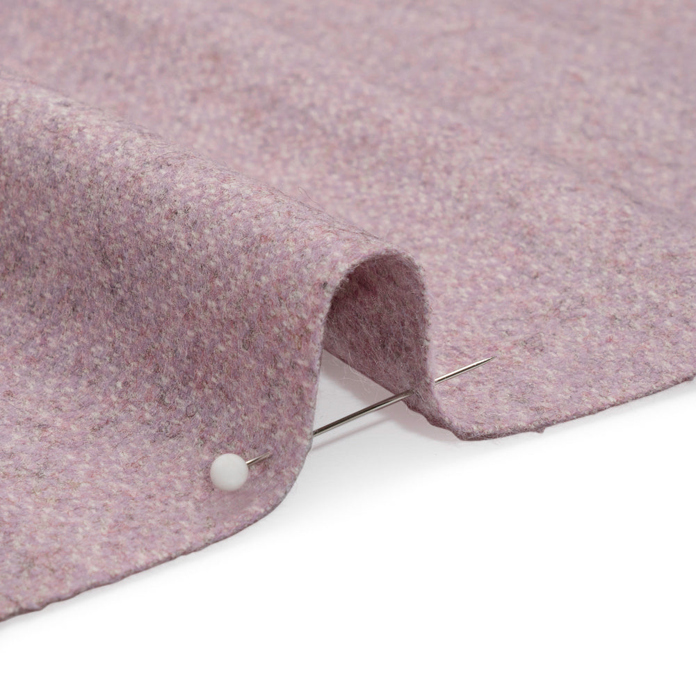 Italian Heathered Light Purple Brushed Wool Blend Woven Detail