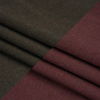 Italian Maroon and Brown Wool Blend Double Cloth Twill Folded