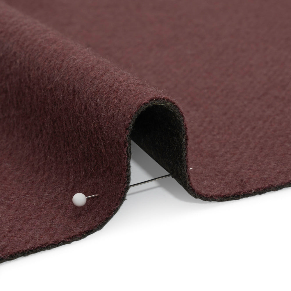 Italian Maroon and Brown Wool Blend Double Cloth Twill Detail