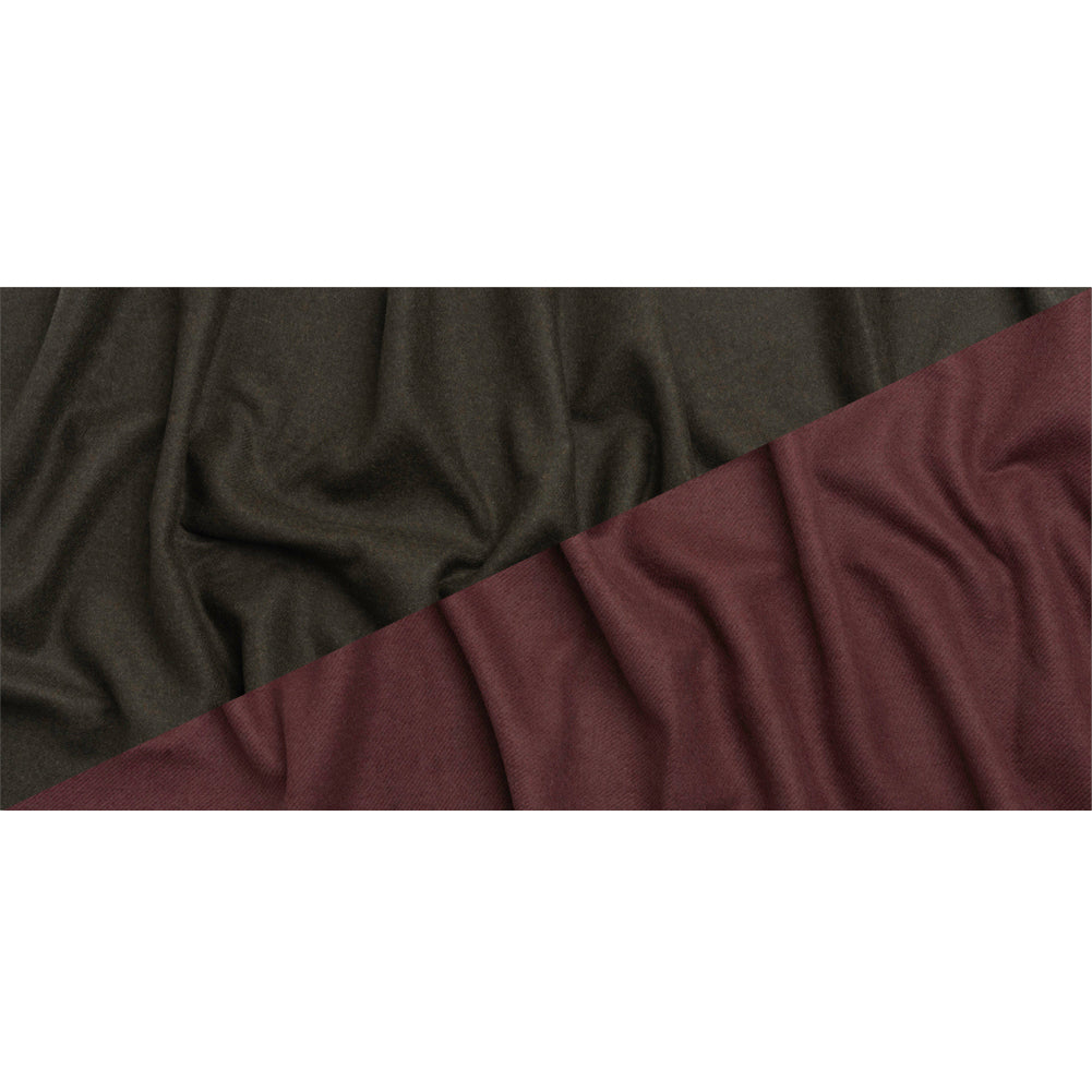 Italian Maroon and Brown Wool Blend Double Cloth Twill Full