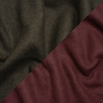 Italian Maroon and Brown Wool Blend Double Cloth Twill