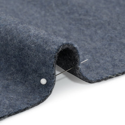 Italian Blue and Gray Brushed Wool and Polyester Double Cloth Coating Detail