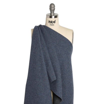 Italian Blue and Gray Brushed Wool and Polyester Double Cloth Coating Drape