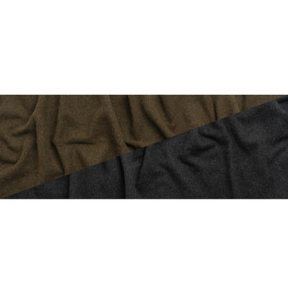Italian Olive and Charcoal Brushed Wool and Polyester Double Cloth Coating Full
