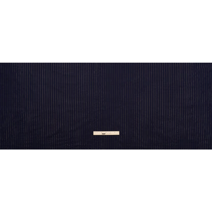 Famous Australian Designer Navy Cotton Voile with Metallic Gold Pinstripes Full