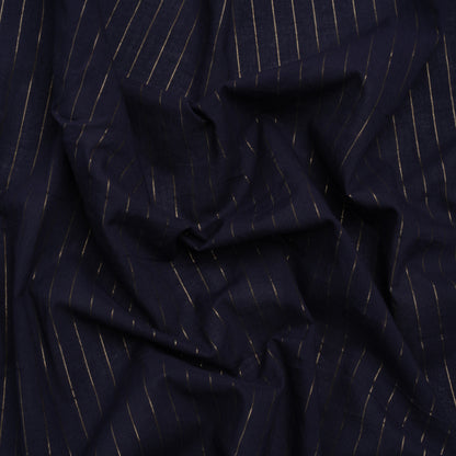 Famous Australian Designer Navy Cotton Voile with Metallic Gold Pinstripes