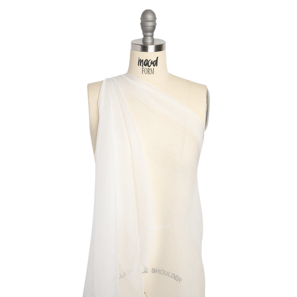 Famous Australian Designer White Crinkled Silk Chiffon Drape