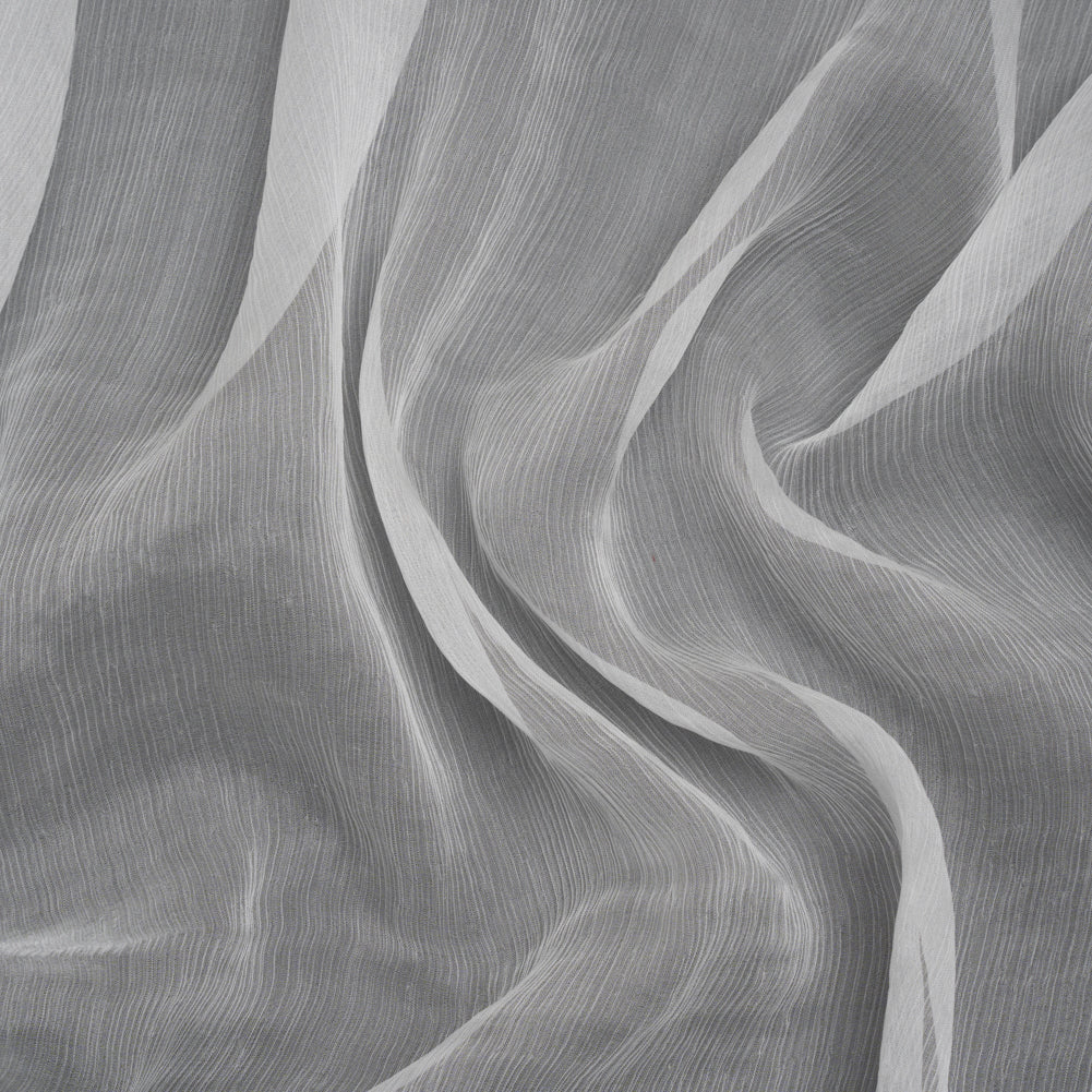 Famous Australian Designer White Crinkled Silk Chiffon