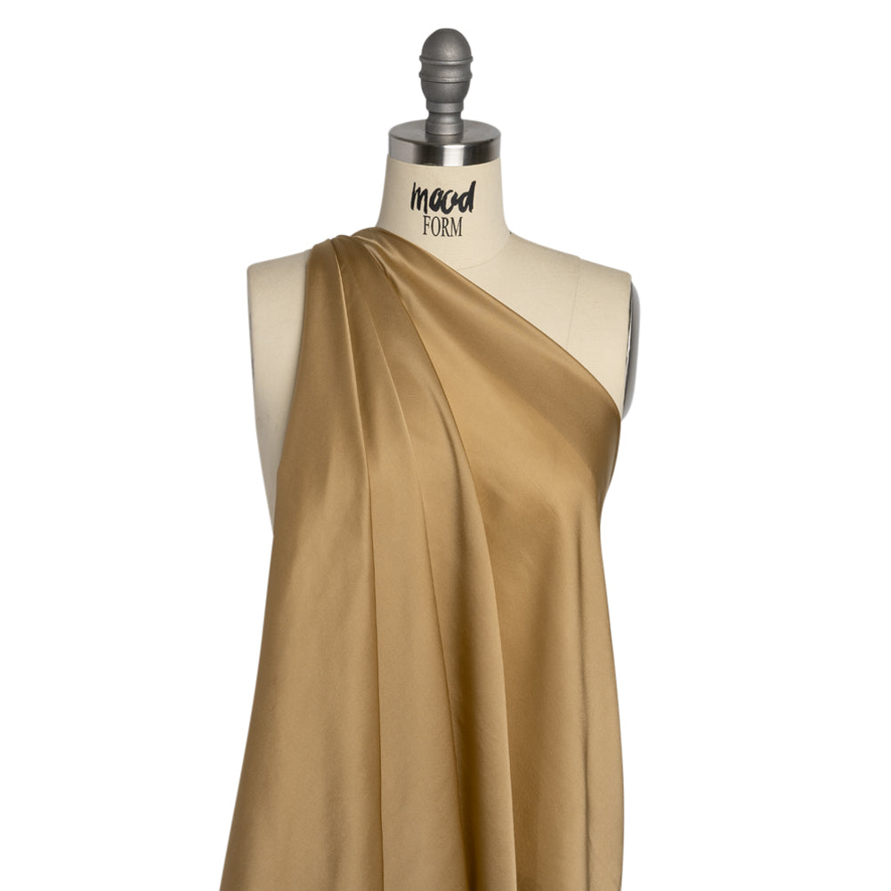 Famous Australian Designer Gold Satin Faced Silk Chiffon Drape