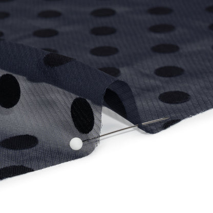 Famous Australian Designer Navy Polyester Chiffon with Satin Burnout Polka Dots Detail