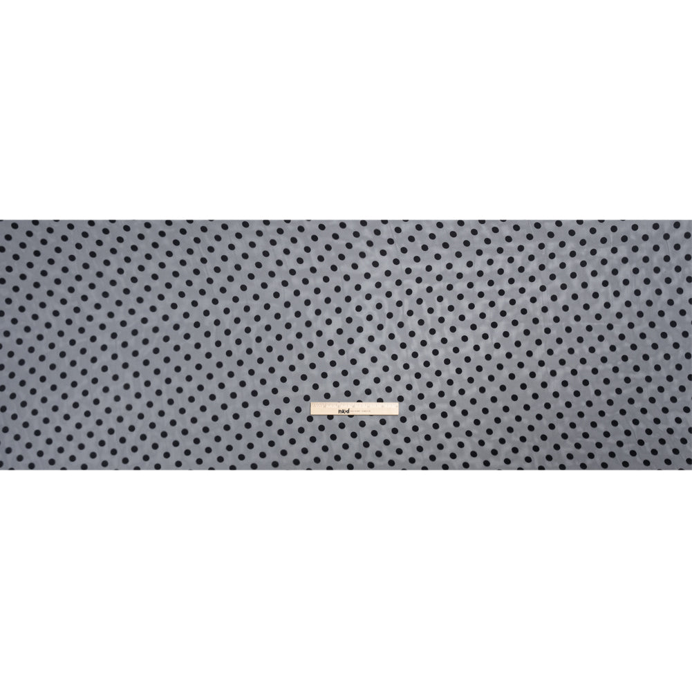 Famous Australian Designer Navy Polyester Chiffon with Satin Burnout Polka Dots Full