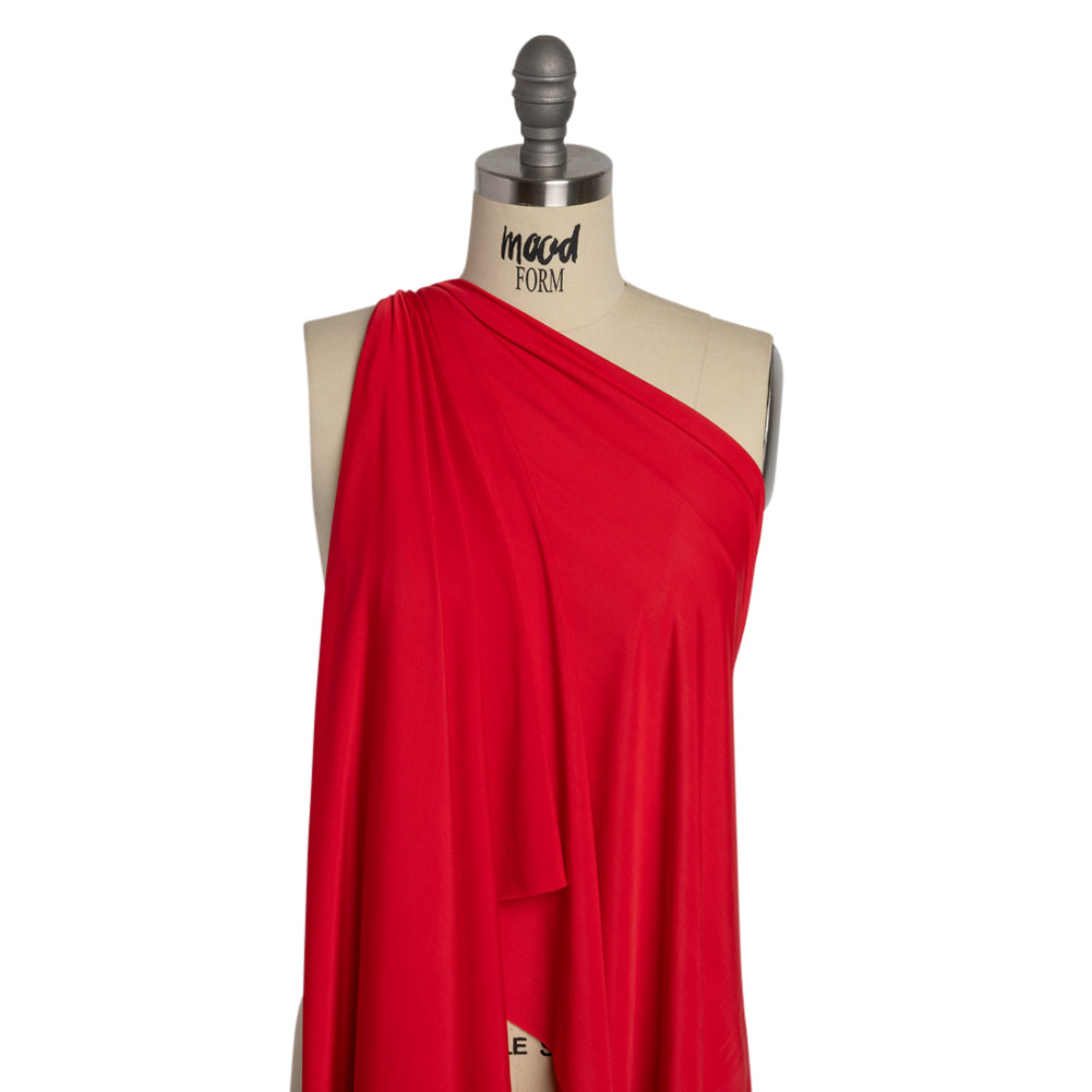 Famous Australian Designer Crimson Stretch Polyester Jersey Drape