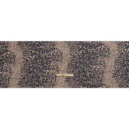 Famous Australian Designer Beige and Black Animal Spots Viscose Georgette Drape