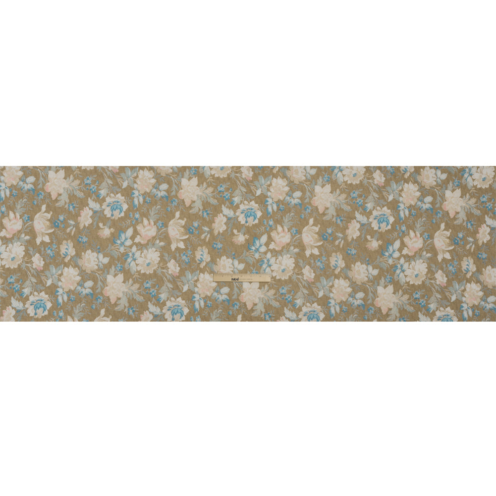 Famous Australian Designer Beige, Pink and Blue Floral Tapestry Stretch Polyester Jersey Full