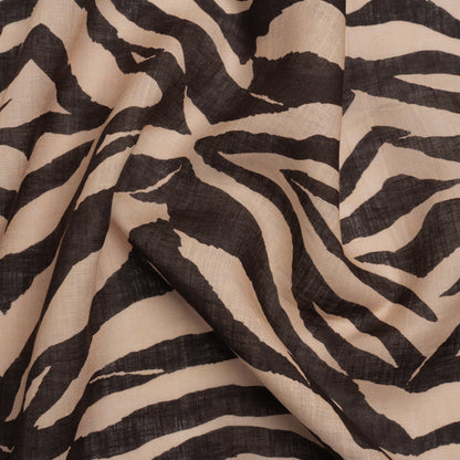 Famous Australian Designer Beige and Brown Zebra Stripes Lightweight Linen Woven
