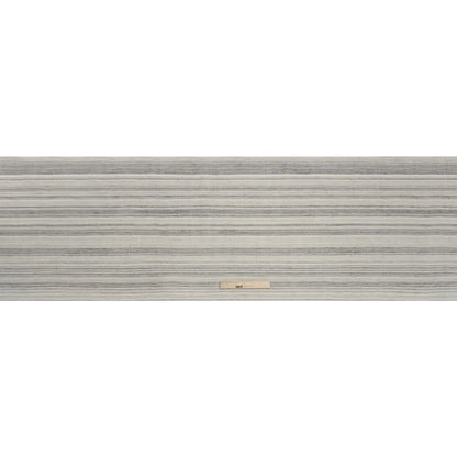Famous Australian Designer White and Gray Barcode Stripe Linen and Cotton Woven Full
