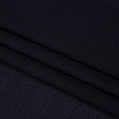 Famous Australian Designer Midnight Monochrome Pinstripes Crinkled Silk Georgette Folded