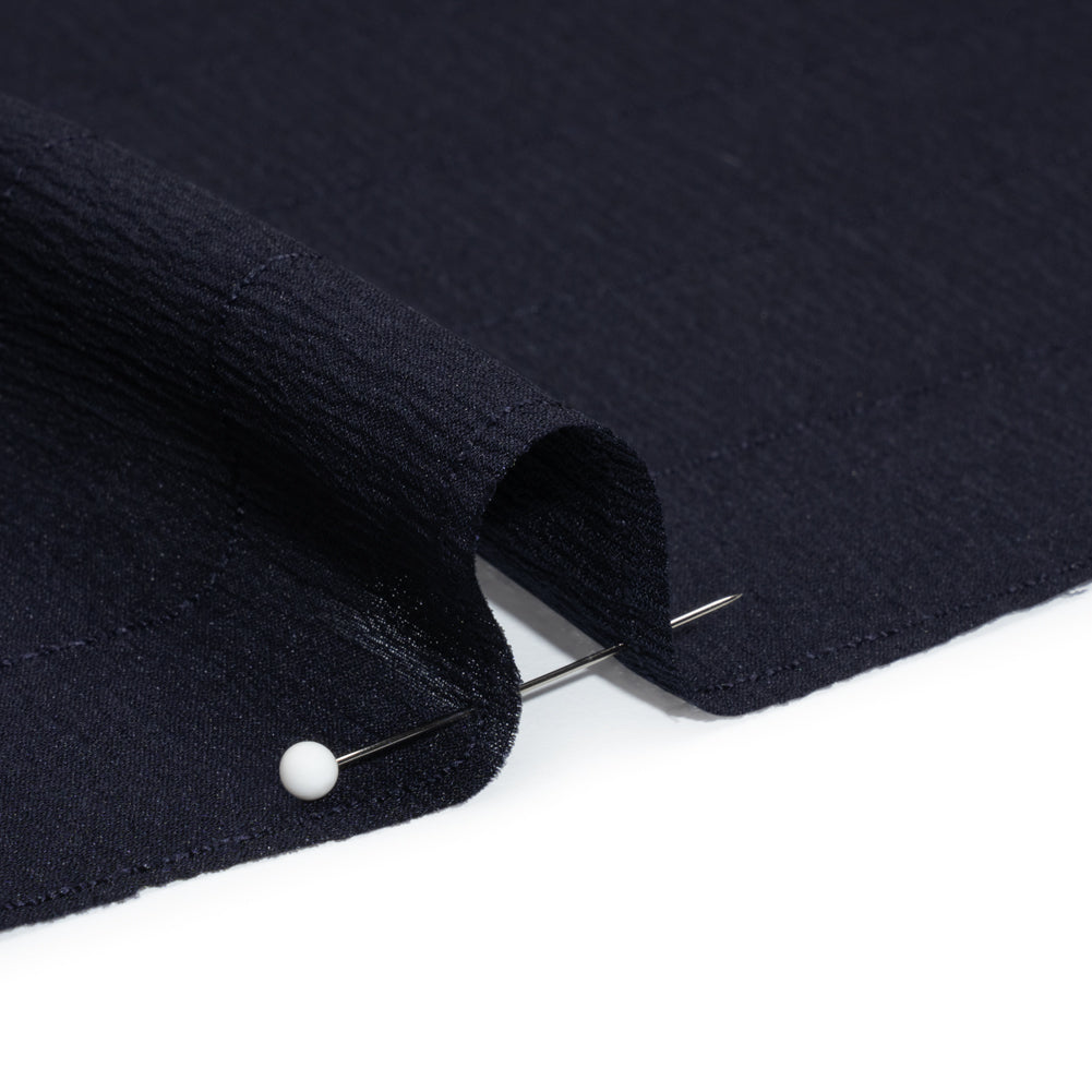 Famous Australian Designer Midnight Monochrome Pinstripes Crinkled Silk Georgette Detail