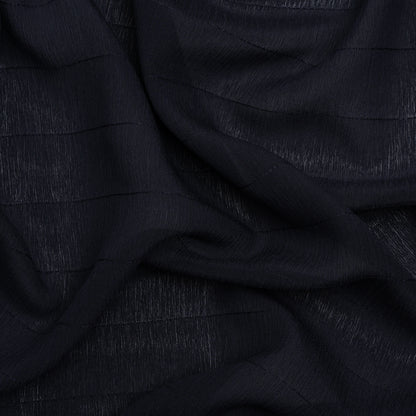 Famous Australian Designer Midnight Monochrome Pinstripes Crinkled Silk Georgette