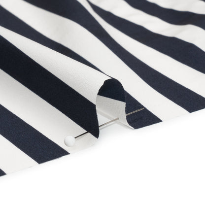 Famous Australian Designer Navy and White Striped Stretch Silk Crepe de Chine Folded