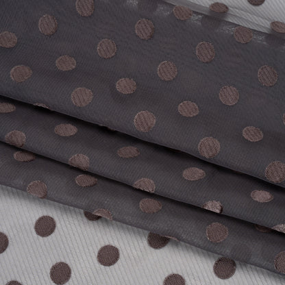 Famous Australian Designer Charcoal Satin Burnout Polka Dots Polyester Chiffon Folded