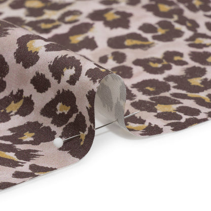 Famous Australian Designer Muted Orchid and Brown Leopard Spots Silk Woven Folded