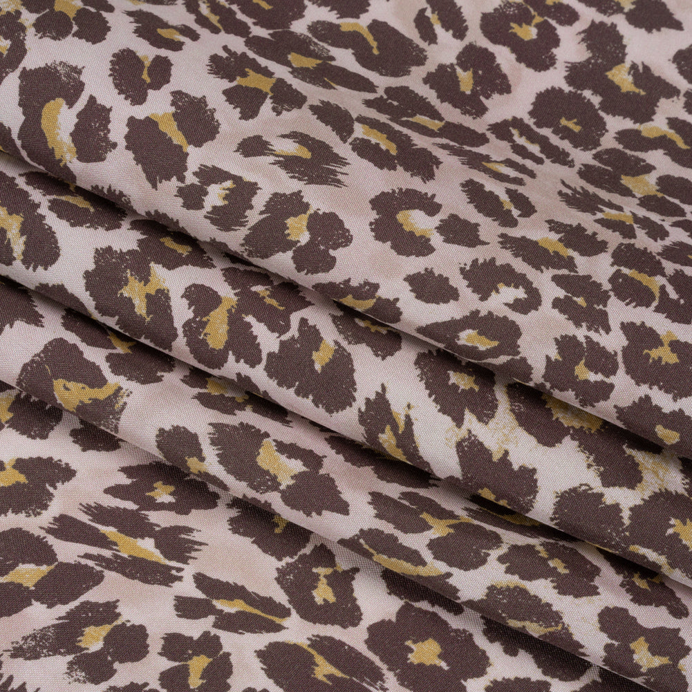 Famous Australian Designer Muted Orchid and Brown Leopard Spots Silk Woven Full