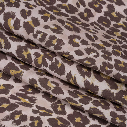 Famous Australian Designer Muted Orchid and Brown Leopard Spots Silk Woven Full